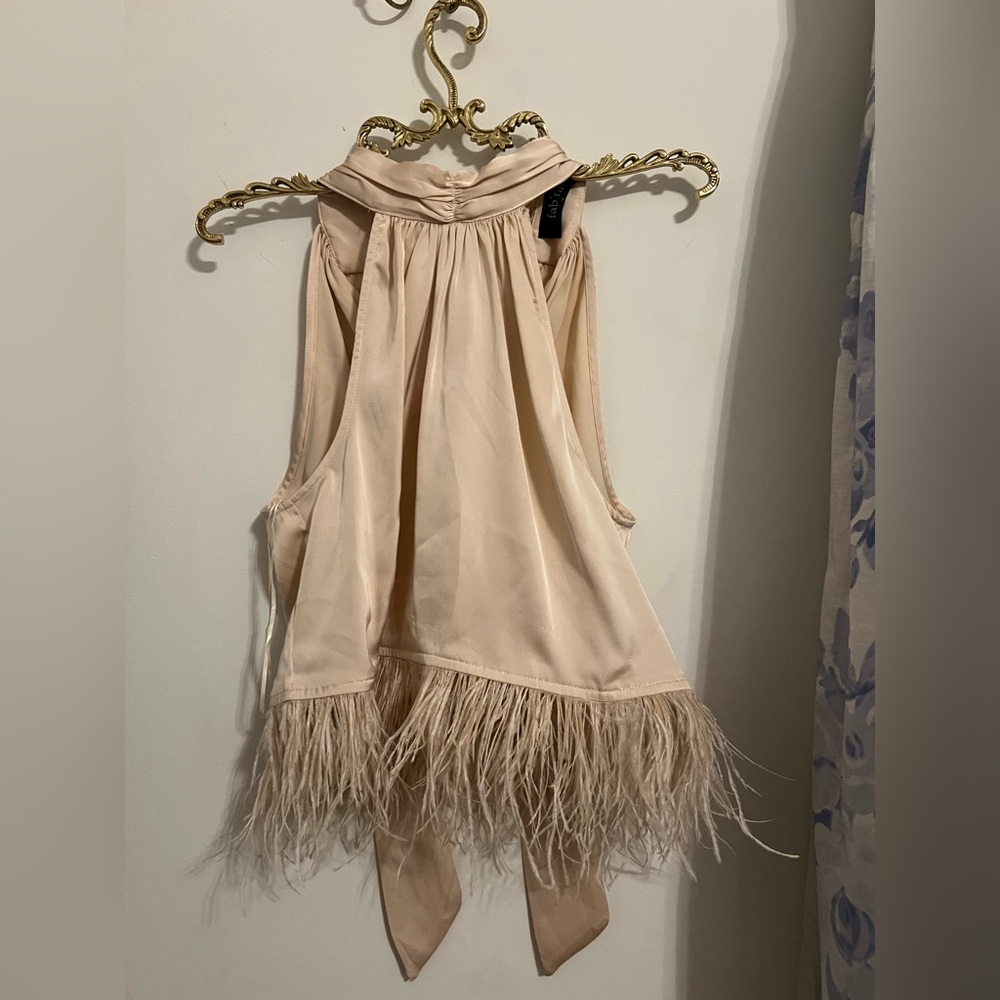 Fab’rik cream feather halter top